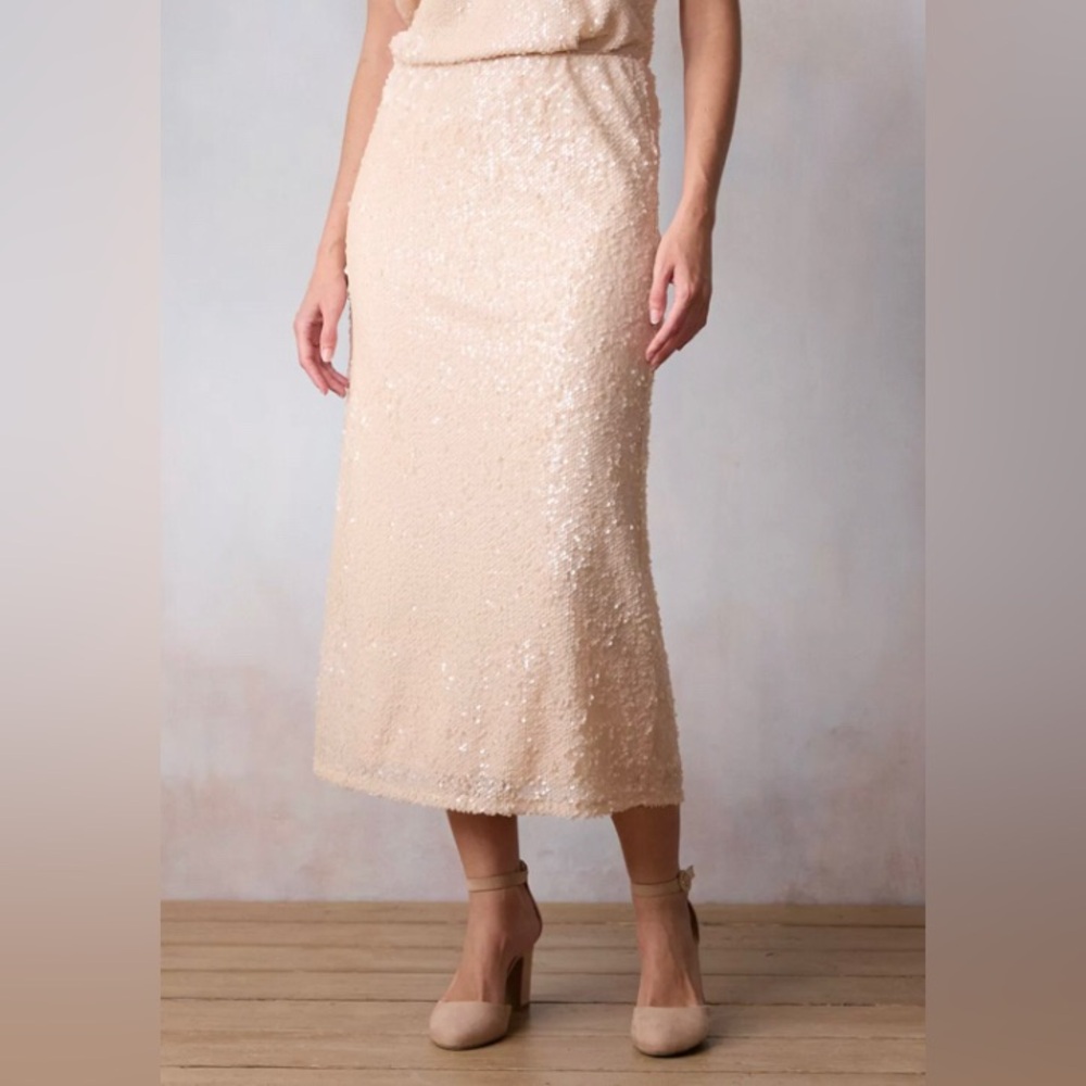 NEW LC Lauren Conrad Sequin Midi‎ Slip Skirt